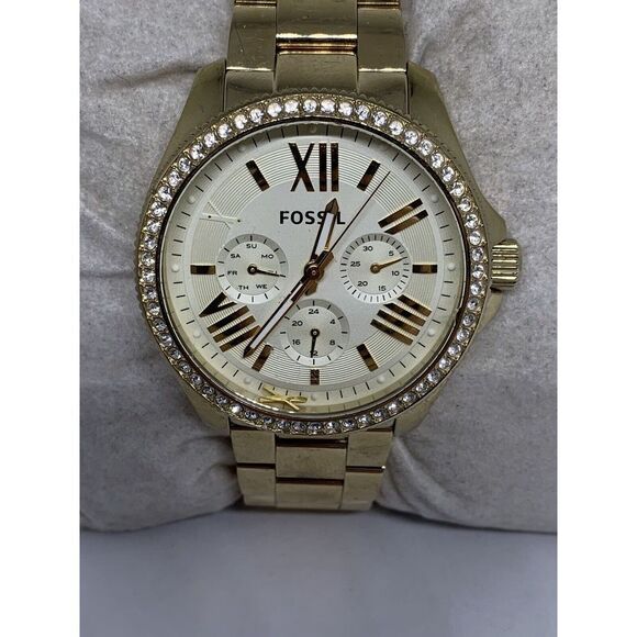 Fossil AM4482 Women's Stainless Steel Analog Champagne Dial Quartz Watch AA458 - Picture 1 of 11